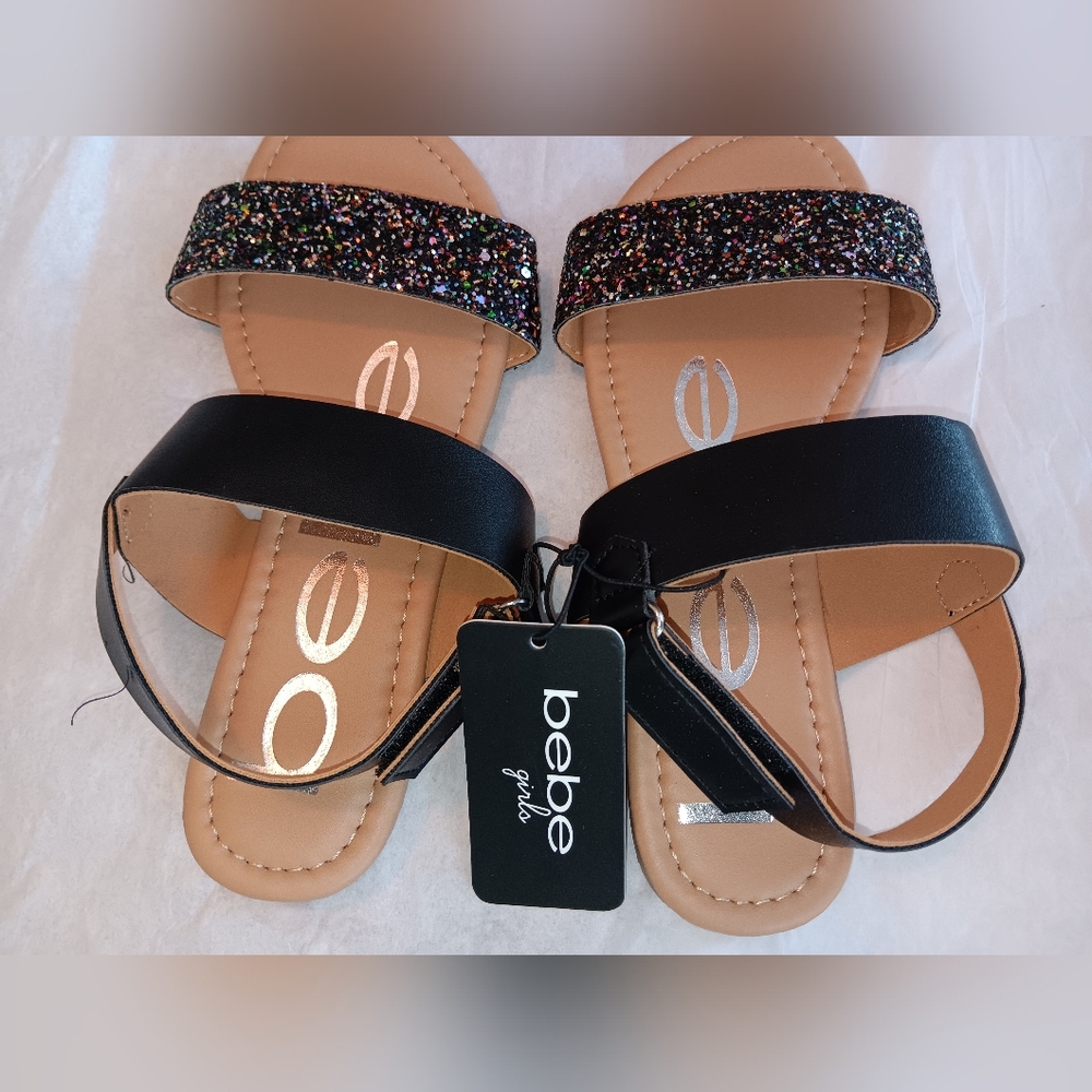 Bebe Multicolor Glitter and Black Sandals